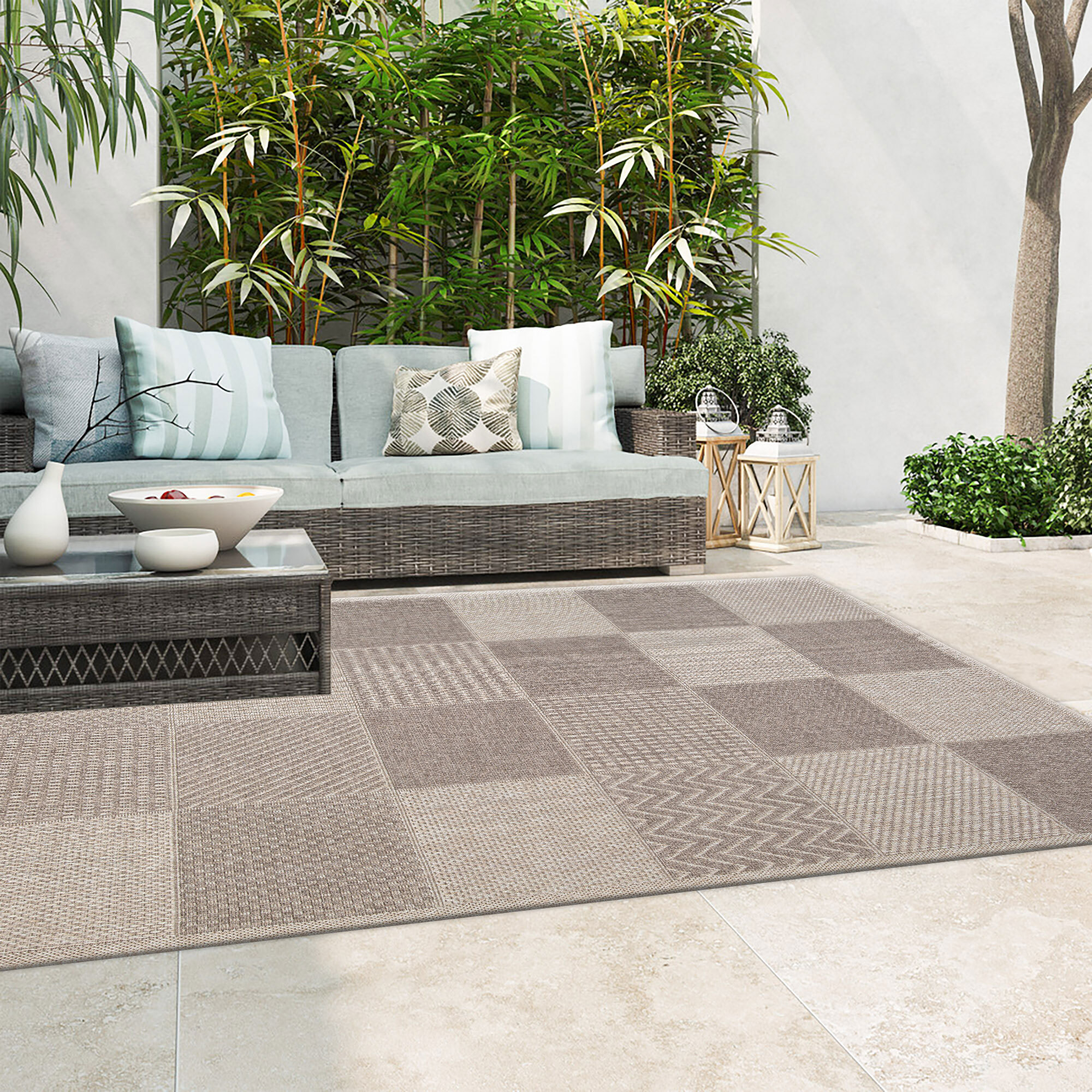 Mika Square Pattern Outdoor Rug