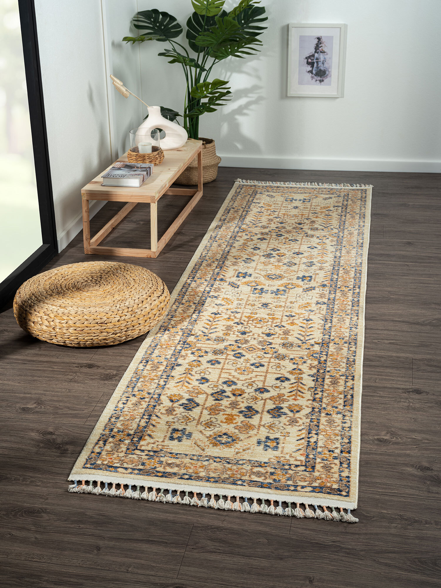 Opal Traditional Floral Border Rug