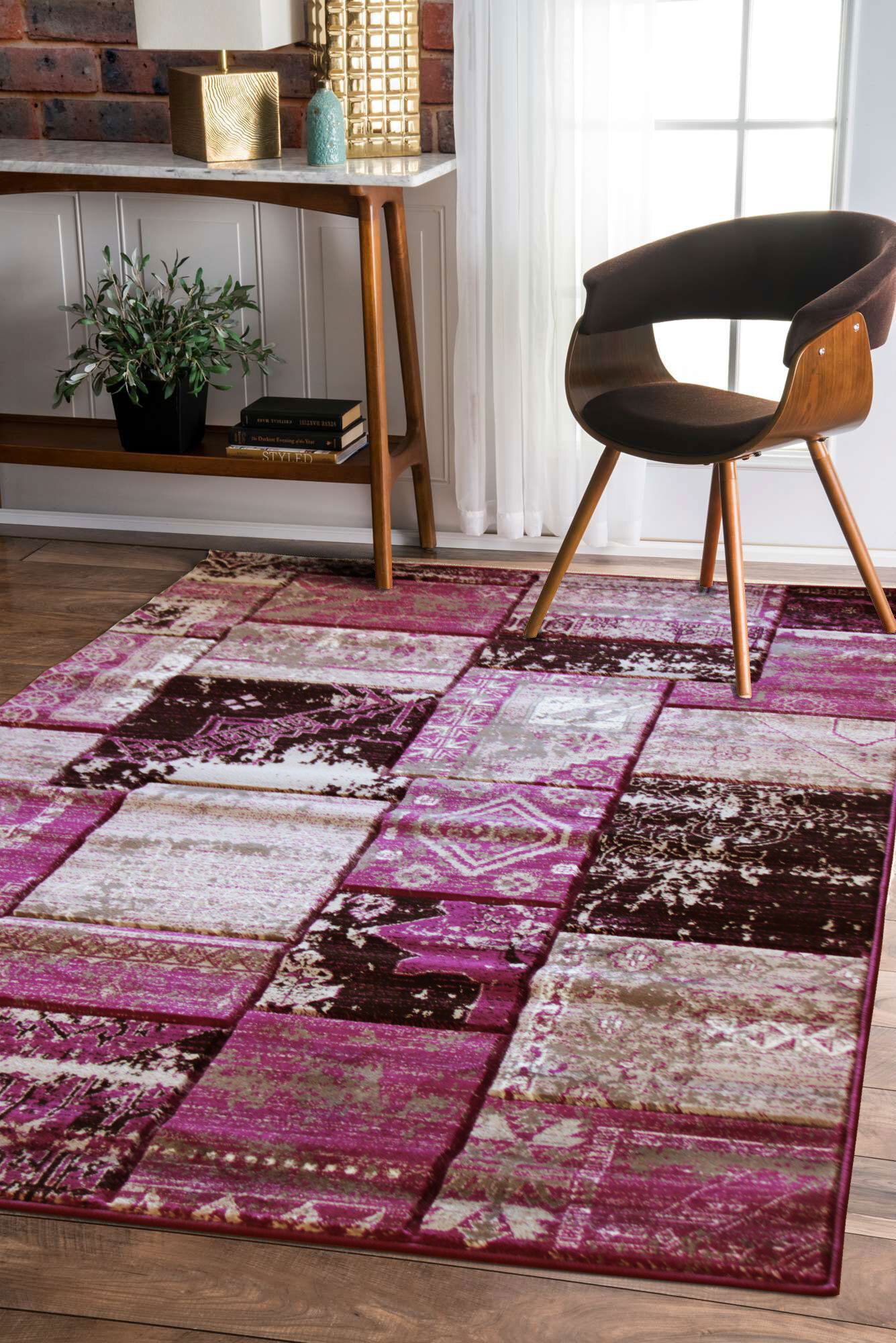 Paris Carved Lilac Patchwork Rug(Size 400 x 70cm) RUNNER