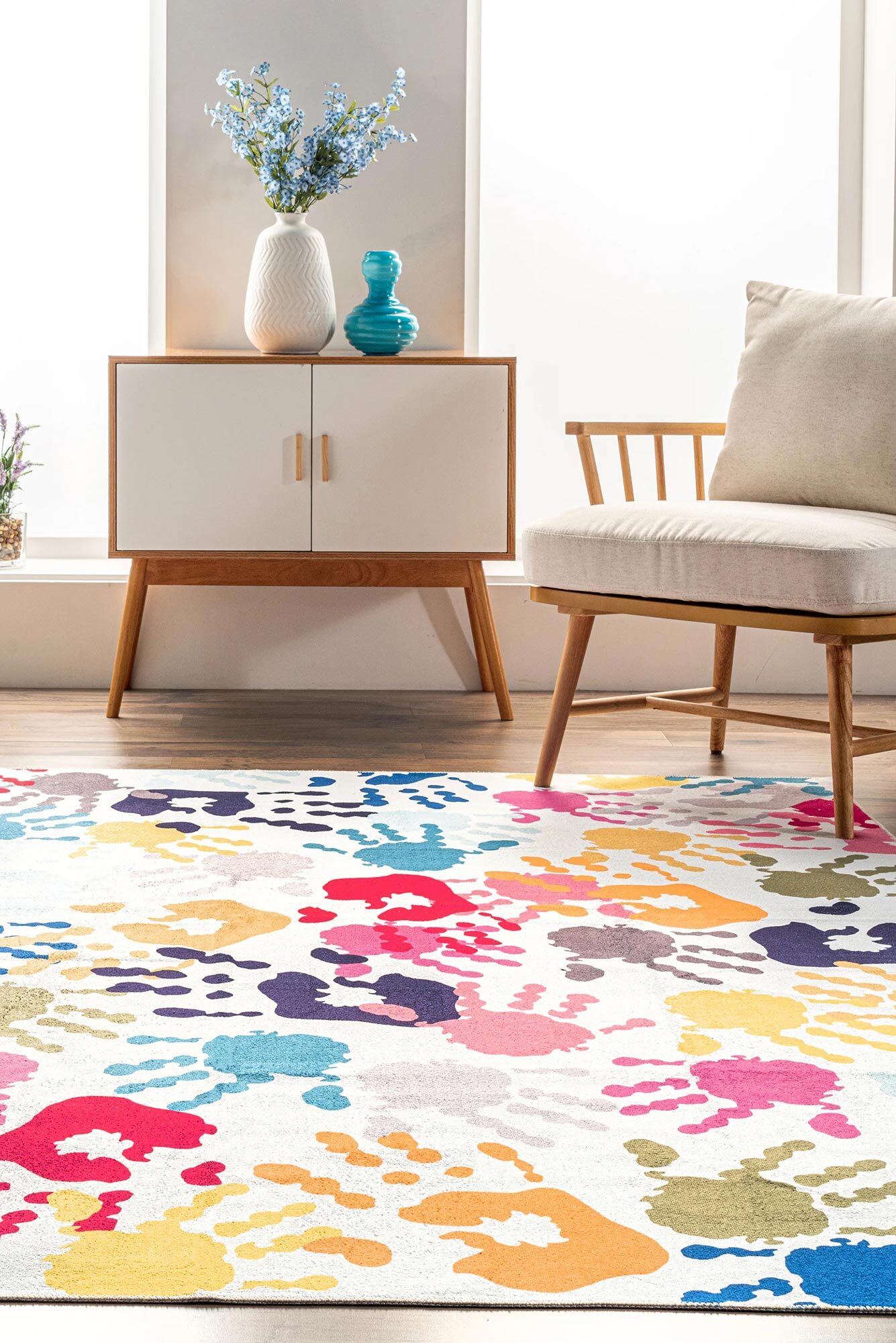 Playtime Kids Hand Print Rug(Size 183 x 122cm)