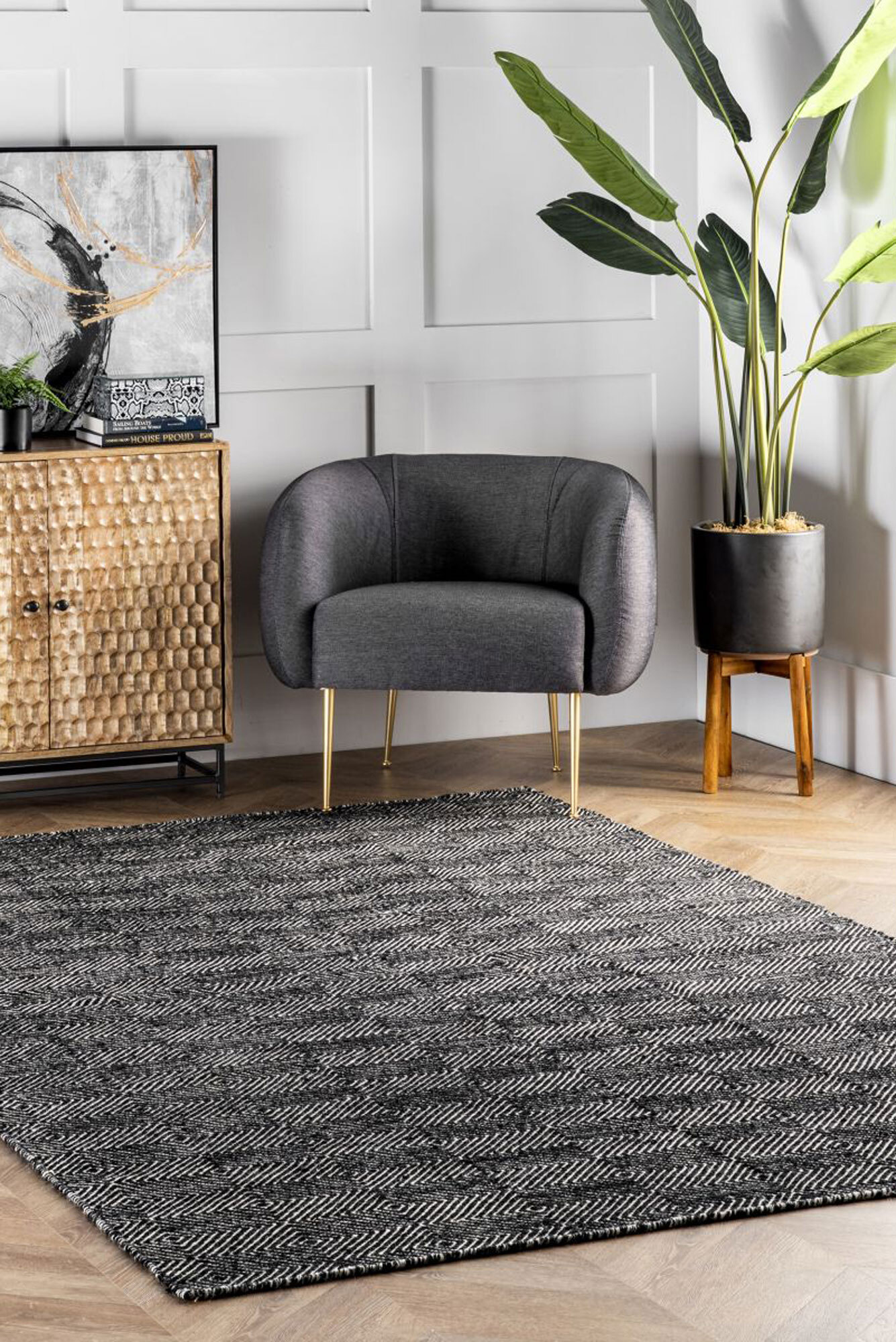 Scandi Hand Woven Wool Rug(Size 310 x 240cm)