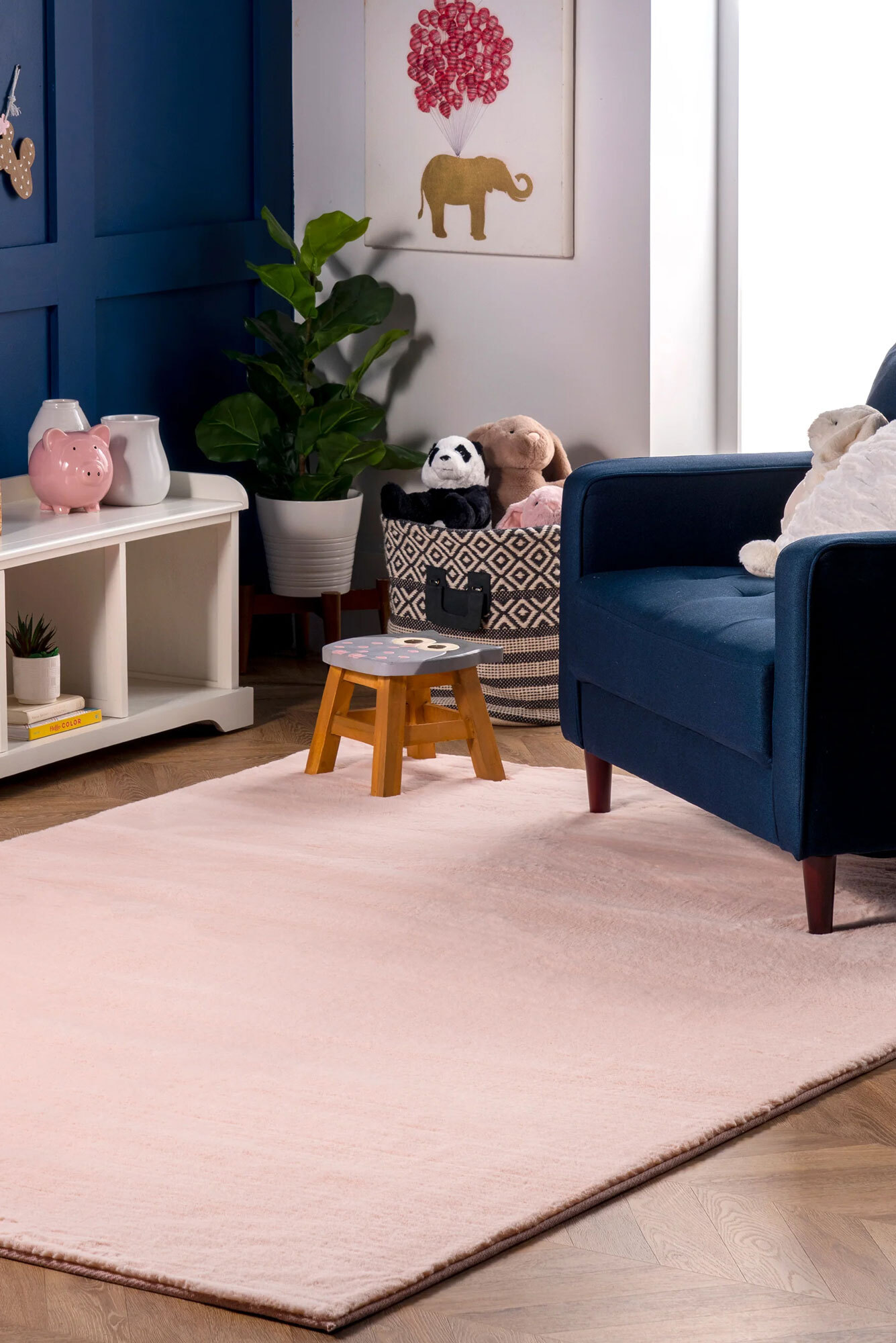 Sofi Pink Faux Rabbit Shaggy Rug(Size 170 x 120cm)