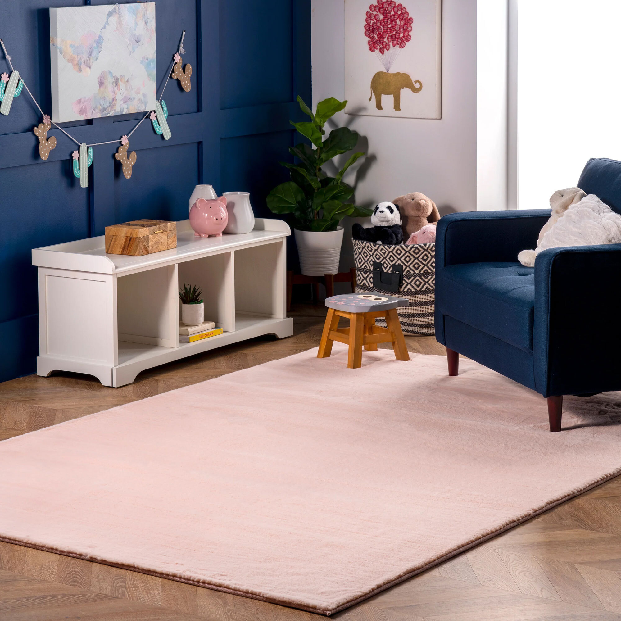 Sofi Pink Faux Rabbit Shaggy Rug