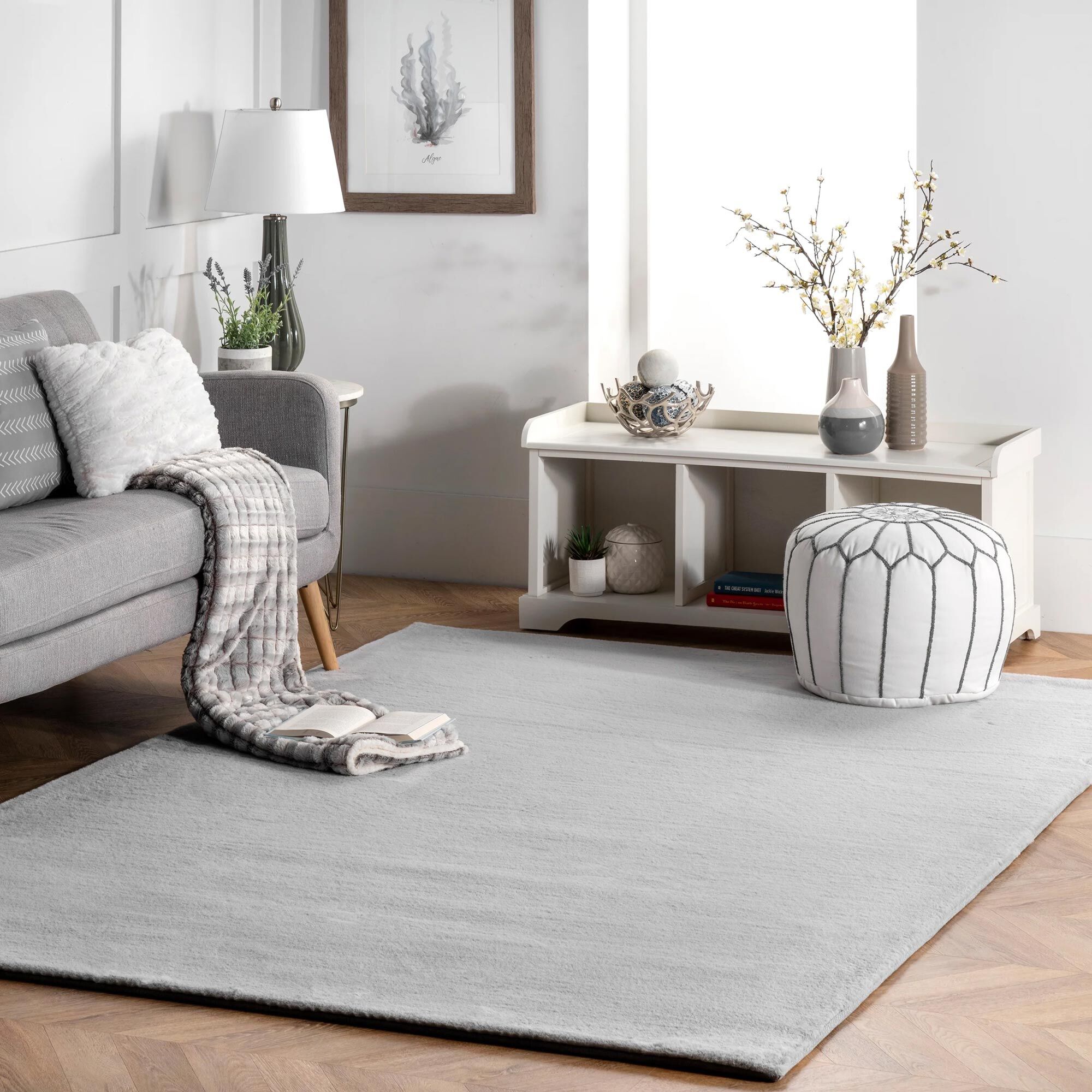 Sofi Grey Faux Rabbit Shaggy Rug