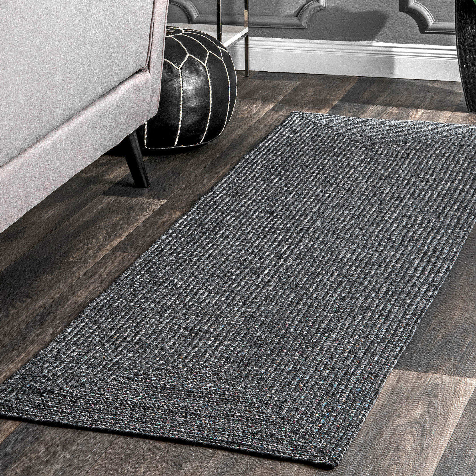 San Pietro Black Hand Braided Rug