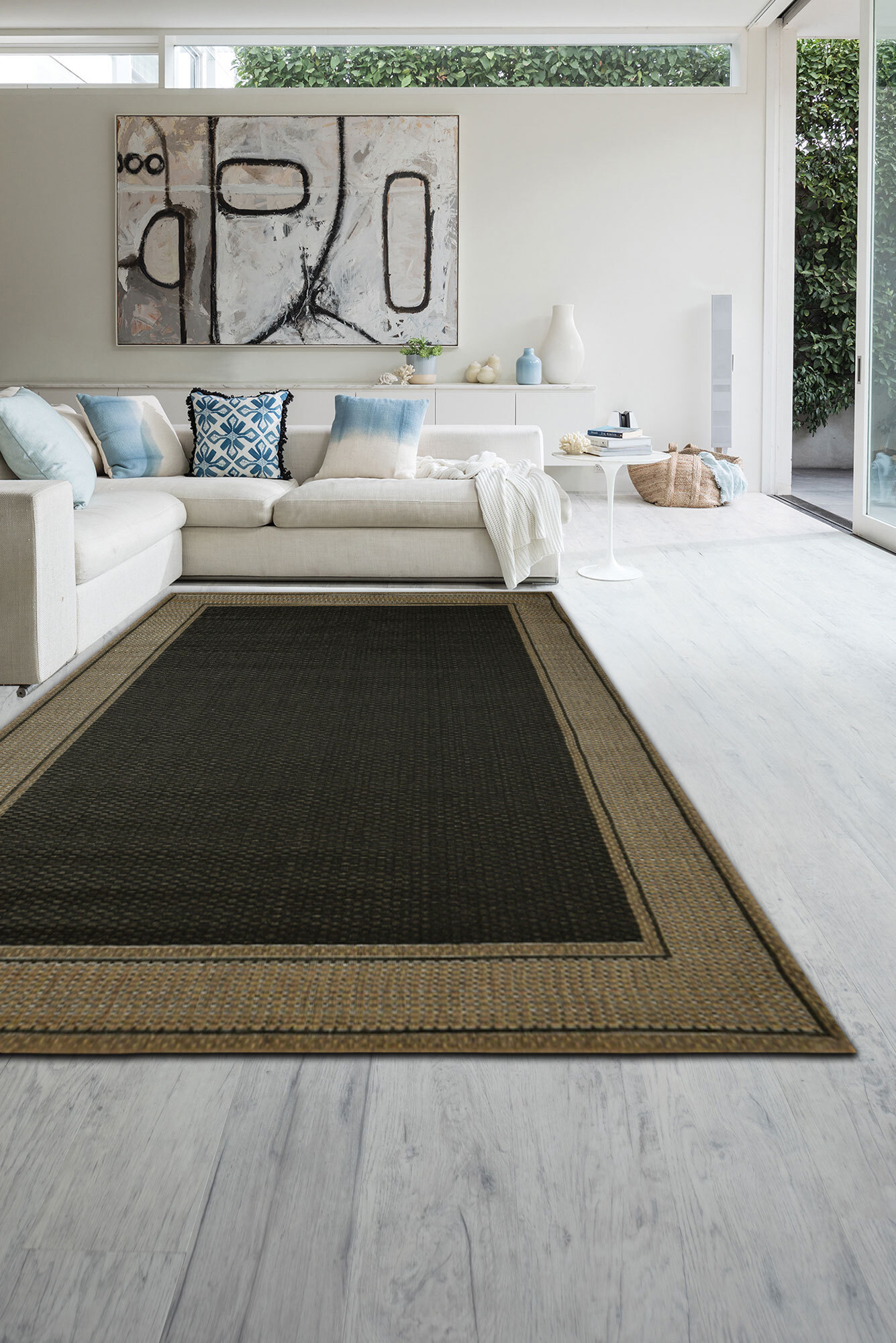 Soleil Beige Border Flatweave Rug(Size 285 x 200cm)