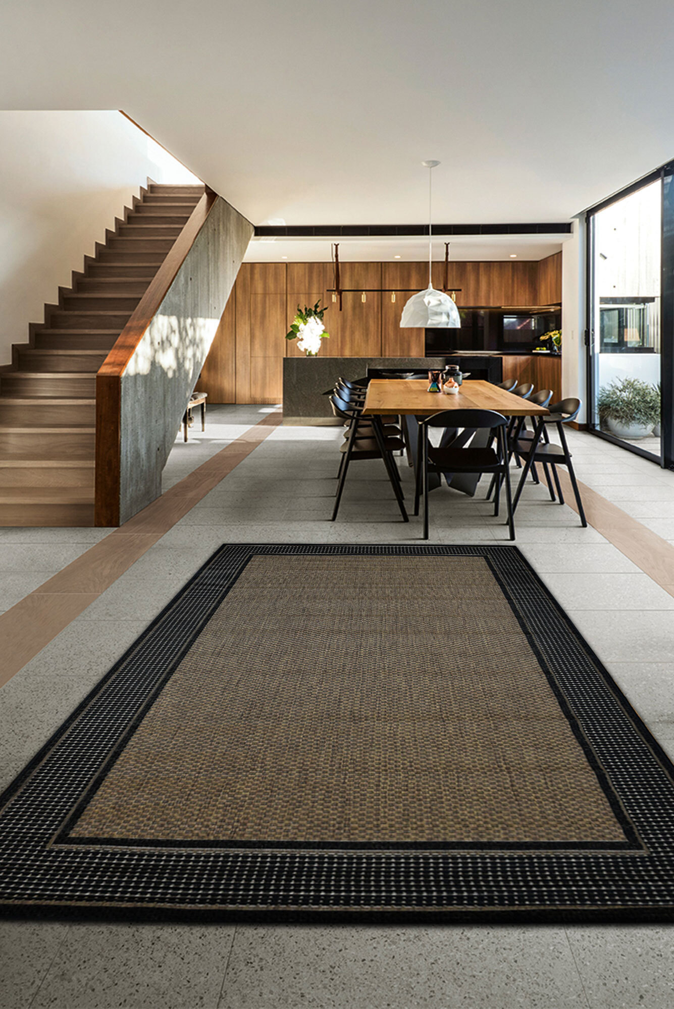 Soleil Black Border Flatweave Rug(Size 285 x 200cm)