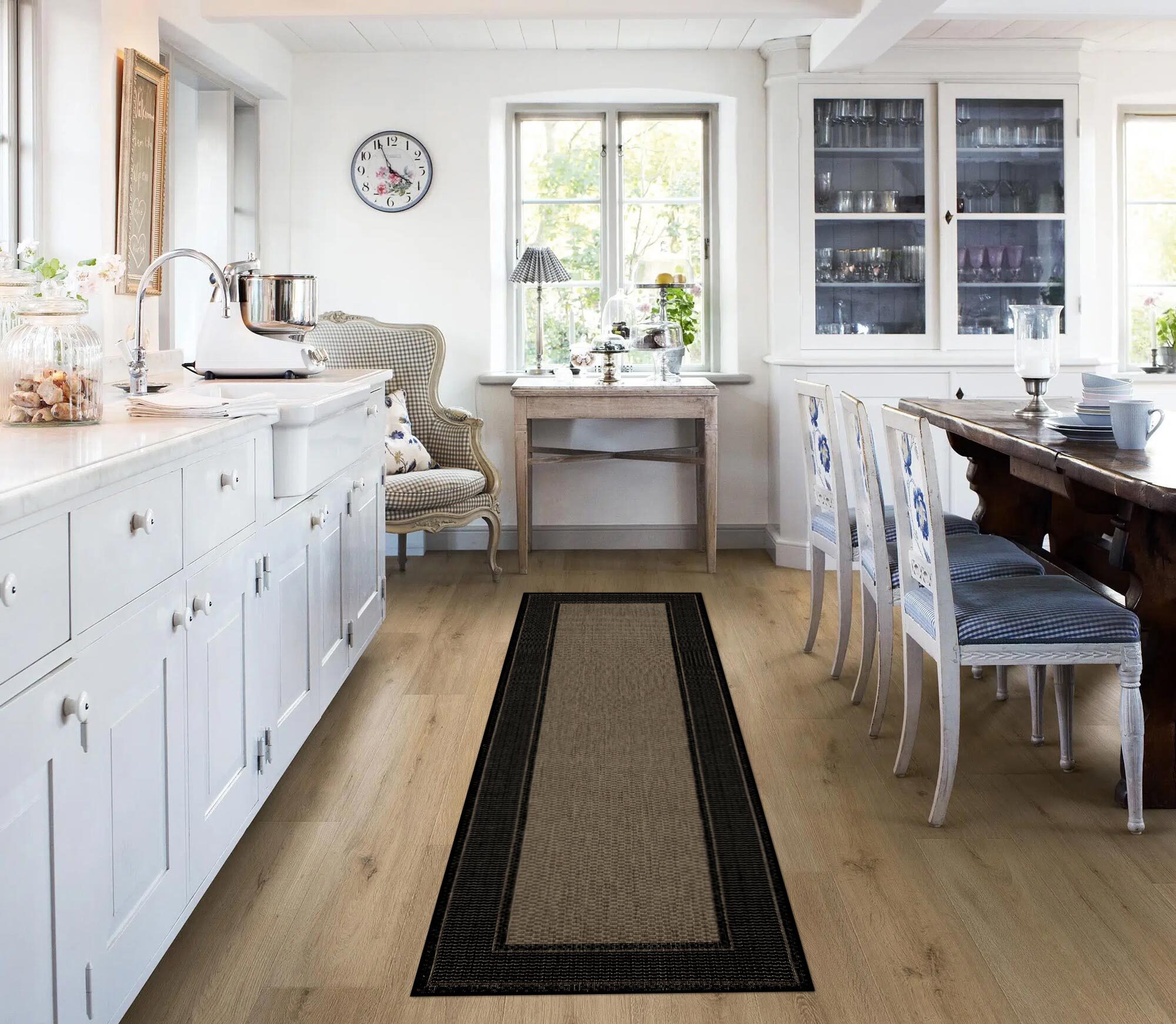 Soleil Black Border Flatweave Rug