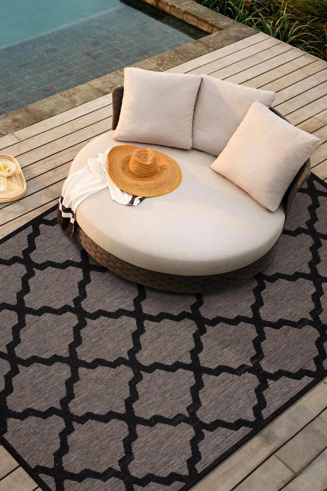 Soleil Grey Flatweave Trellis Rug(Size 230 x 160cm)