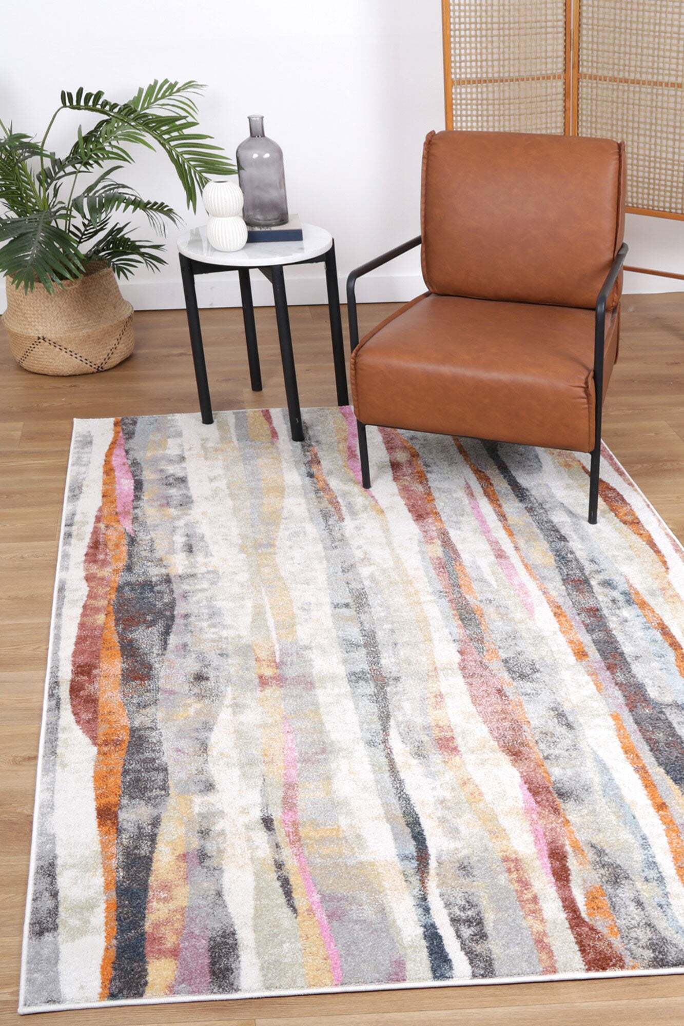 Suvi Modern Pastel Striped Rug(Size 170 x 120cm)