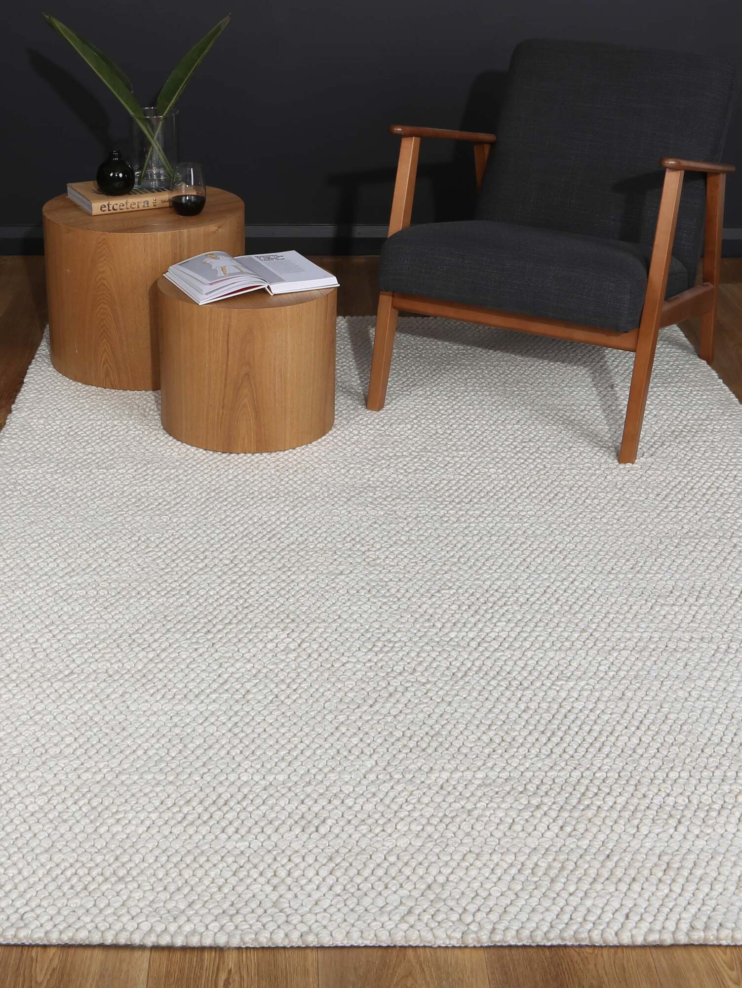 Zuri White Hand Loomed Rug(Size 230 x 160cm)