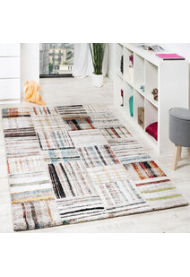 Adobe Beige Square Pattern Rug