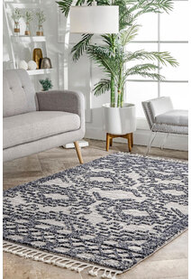 Aroma Blue Fringed Moroccan Rug