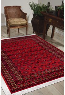 Classic Red Afghan Geometric Rug