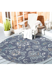 Ambient Blue Floral Outdoor Rug