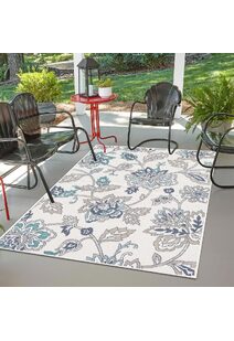 Ambient Floral Ivory Outdoor Rug