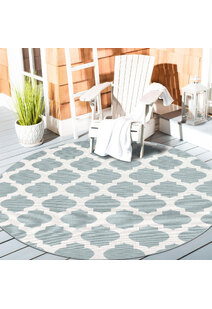 Ambient Teal Trellis Outdoor Rug