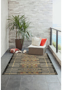 Aperto Grey Tribal Pattern Rug