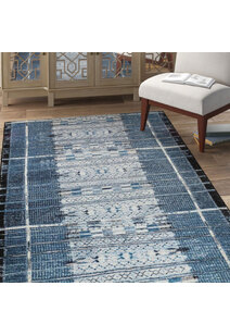 Aperto Blue Tribal Pattern Rug