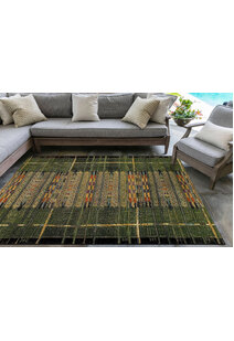 Aperto Green Tribal Pattern Rug