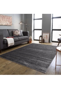 Austin Plain Charcoal Striped Rug