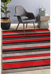 Bonnie Modern Red Striped Rug