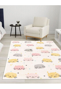 Candy Cat Face Kids Rug