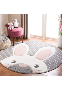 Charlie Rabbit Head Grey Kids Rug