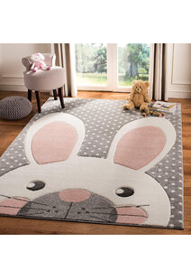 Charlie Rabbit Head Grey Kids Rug