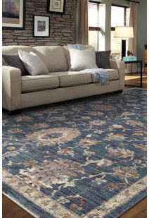 Cora Blue Traditional Floral Rug