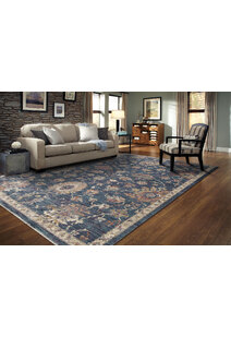 Cora Blue Traditional Floral Rug