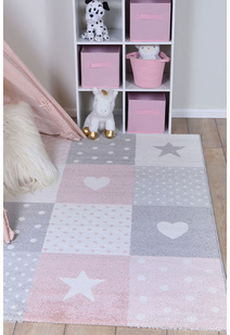 Hello Pink Heart & Stars Kids Rug 