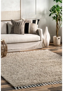 Joey Plain Beige Shaggy Rug