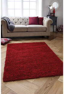 Lara Plain Red Shaggy Rug