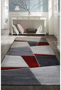 Lucia Red Modern Geometric Rug