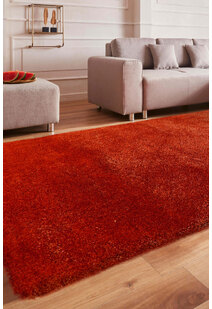 Luxe Plain Orange Shaggy Rug