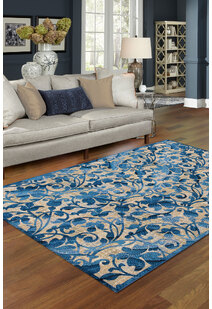 Marly Blue Floral Emblem Rug