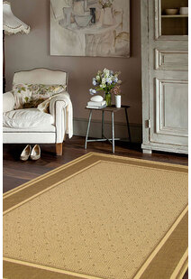 Sama Beige Flatweave Border Rug