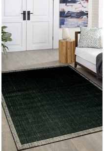 Storm Plain Black Flatweave Rug