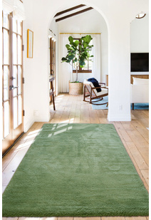 Soft Plain Green Thick Shaggy Rug