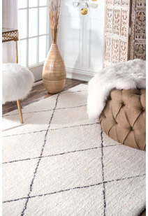 Symphony Beige Trellis Shag Rug