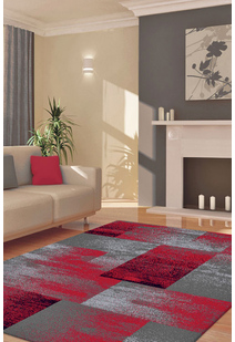 Aspen Red Square Pattern Rug